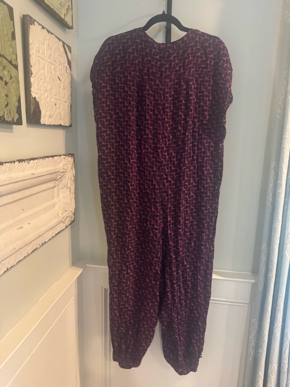 Maeve Purple and Black Geometric Button-Front Jumpsuit - Picture 3 of 6